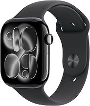 Apple Watch Series 11 [GPS 46mm] Smartwatch with Jet Black Aluminum Case with Black Sport Band - M/L. Sleep Score, Fitness Tracker, Health Monitoring, Always-On Display, Water Resistant