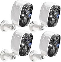 GMK Security Cameras Wireless Outdoor 4 Pack, 2K Battery Powered Cameras for Home Security, Color Night Vision, Motion Detection, 2-Way Talk, IP65 Waterproof, Remote Access, Cloud/SD Storage