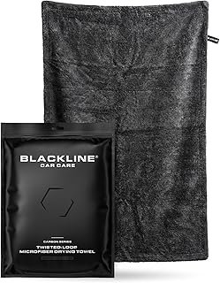 Blackline 24"x36" Twisted-Loop Car Drying Towel, 1300GSM, Streak Free, Lint Free, Reusable - Car Accessories, Microfiber Cleaning Cloth for Car, Truck, SUV - One Pass is All You Need
