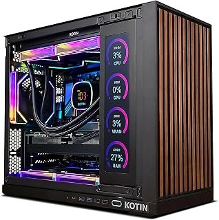 KOTIN Prebuilt Gaming PC RTX 5070 12GB, Ryzen 7 9700X, 32GB DDR5, 1TB SSD | 11.3in Smart Display, 850W 80+ Gold PSU, 360mm Liquid Cooler, WiFi 7, 1440p 4K ARGB Windows 11 Gaming Desktop Computer