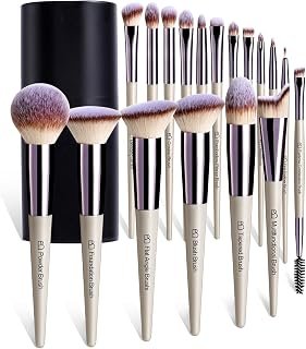 BS-MALL Makeup Brush Set 18 Pcs Professional Foundation Powder Concealers Eyeshadow Blush Synthetic Makeup Brushes with Labeled instruction Black Case Upgraded Version | Professional Foundation Powder Concealers Eyeshadow Blush Synthetic Makeup Brushes