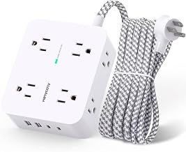 HANYCONY Surge Protector Power Strip, 1080J, 5 Ft Braided Extension Cord | 8 Outlets 4 USB Ports(2 USB C), Outlet Extender, Flat Plug, Wall Mount, Desk Charging Station, Home Office, Dorm Room ETL